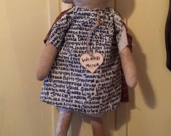 Prim Doll, We All Matter, Primitive Doll, Grungy, Whimsical, Prim Doll, Names, Handmade Cloth Doll, One of a Kind, OFG