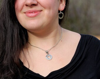Sterling Silver Hoop Pendant - Hand Stamped Pendant - Necklace Pendant - Vine Bail - Removable Pendant - Circle - Radiating - Sherry Tinsman