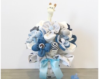 Baby Boy Gift Basket - Washcloth Bouquet - Baby Shower Gift /Bouquet for Boy