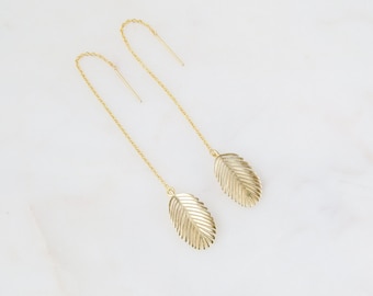 Palm Leaf Threaders | Threader Earrings | Gold Earrings | Boho Earrings | Dangle Earrings | Minimalist Earrings | Dangle Earrings
