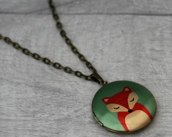 Fox Locket Necklace, Vixen Necklace, Woodland Jewelry