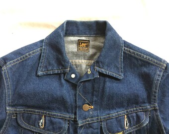 Vintage 70s Lee Deark Blue Denim Jacket Small