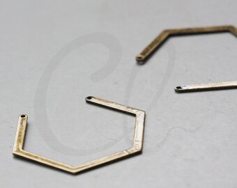 2 Pieces Antique Brass Geometry Pendant- 40x33mm (3122C-Q-407)