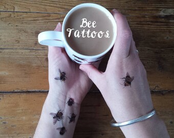 Temporary Tattoos by Alice Draws The Line;adorn yourself in illustration;Bracken tattoo, Flower tattoos,Bee tattoo, Thistle tattoo, Bees