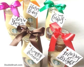 Mother's Day Gift for Woman Love You Coffee Gift Candle with choice of Hand Lettered Tag Coffee Scented Candle Shabby Chic Boho Decor