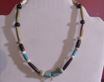 Obsidian Arrowhead Necklace, Carvedbone and Turquoise, Native American Inspired Arrowhead Necklace