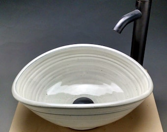 Custom Handmade Pottery Oval Vessel Sink 18"-19"W x 12"-14“ D x 5"-7"H Unique Creative Design For Your Bathroom Remodeling "Made To Order"