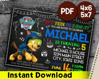 Paw Patrol Birthday Invitation, Invitations, Paw Patrol Invitation, Paw Patrol Birthday Party, Paw Patrol Party, Invitation Instant Download