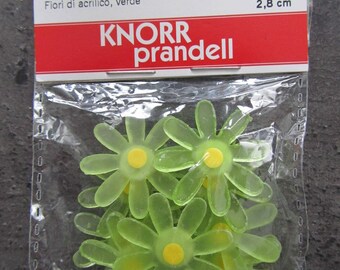 Pack of 10 flowers decor acrylic green yellow heart