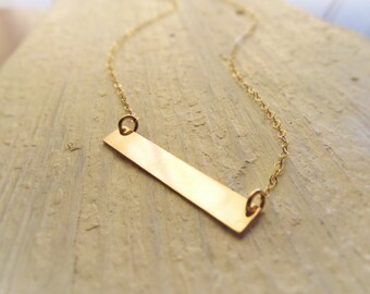 Gold Bar Necklace, 14kt Gold Filled, Station Necklace, Gold Bar Pendant, Minimal Jewelry, Plain Bar Layering Necklace, Layered Jewelry