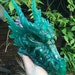 New born Turqoise dragon twisted horn made from gems, resin, brass, aluminium, copper and steel