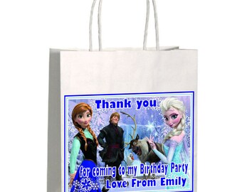 Frozen Birthday Party Bags Personalised Any Name Loot Bags & Elsa Anna Olaf