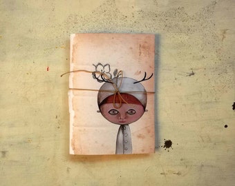 deer child pocket journal blank notebook - hand binding travel Journal - woodland