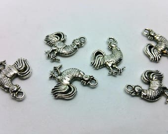 X 1 charm - Rooster farm country Rooster - silver metal