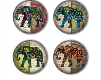 Elephant Magnets Bollywood Elephant Magnets Gold and Pink