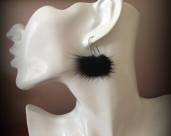 Black angora earrings