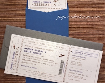 Boarding Pass Airline Ticket Invitation / DIY Printable PDF Template / Wedding Birthday Shower Party