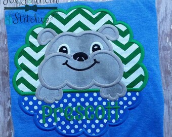 Bulldog Scallop Circle Applique ~ Bulldogs Mascot ~ Instant Download