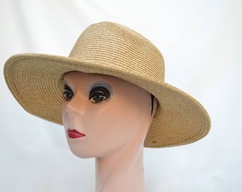 Fedora Sun Hat / Womens Straw Fedora Wheat Tweed Color Brim Hat / PackableTravel Hat / Crushable Sun Hat / Summer Fedora Hat