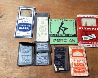 Vintage Sewing Needles Stocking Repair Kit, J F Milward and Sons, T Hemming and Sons, The Boye Needle Company Free US Shipping