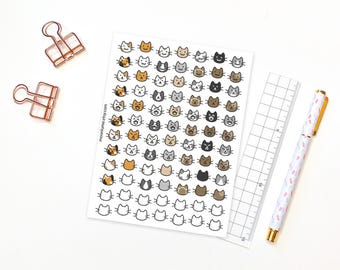 Cat planner stickers - 84 cat mood tracker stickers for planners and journals, mood tracker, habit tracker, mood stickers, cat stickers