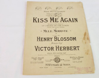 Antique 1905 Kiss Me Again Sheet Music