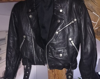 Black biker leather jacket XXS