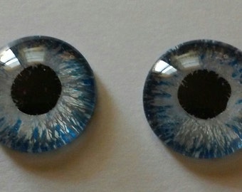 Blue/Silver Hand Painted Glass Eye Set Blue/Silver 18mm Round Glass Eye Fantasy Jewelry Supplies Fastasy Steampunk Sci Fi Cosplay Doll Eye