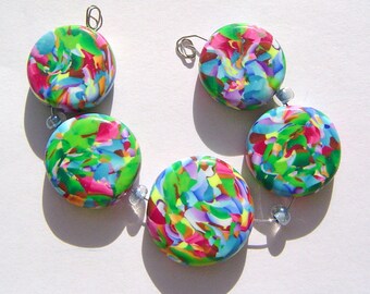 Moss Artisan Polymer Clay Bead Set with Focal and 4 Beads