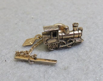 Vintage Train Engine Tie Tack, Steam Locomotive Tie Tack