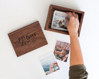 Walnut Photo Box : handmade, heirloom-quality, solid wood picture box in solid walnut with laser engraving
