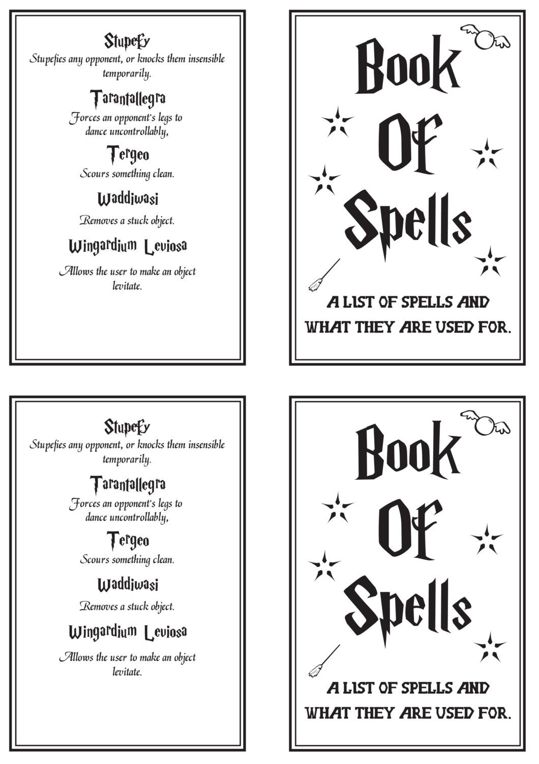 Printable Small Spell Book Book of Spells Harry Potter