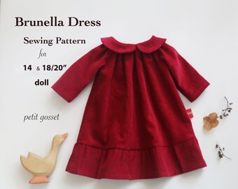 Sewing Pattern and Tutorial for Peter Pan Collar Dress for 14 and 18/20" Doll