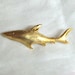 SPRING SALE - Gold Tone Shark Brooch, Pin, Vintage Item, Jaws, Beach, Lapel, Scarf, Sweater, Statement