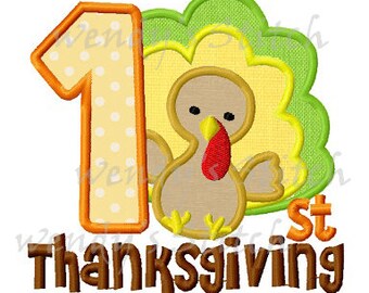 First Thanksgiving turkey applique machine embroidery design