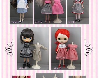 Blythe Doll Pattern, Basic Dress Wardrobe with bloomers, tights various bodices and sleeves