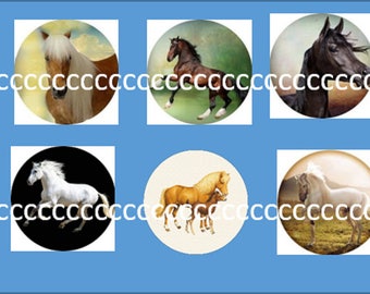 10 glass cabochons 25 mm horse theme