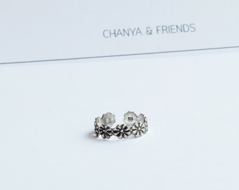 Flower tribal toe ring, Sterling silver ring , boho jewelry ring , adjustable ring, summer jewelry, flower toe ring