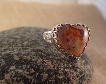 Heart Shaped Mexican Fire Opal Ring