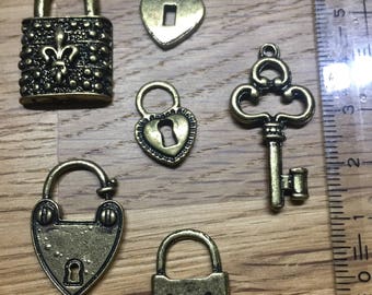 Remnants-vintage Trunkets by Prima Marketing Inc.-Keys & Locks/Flowers