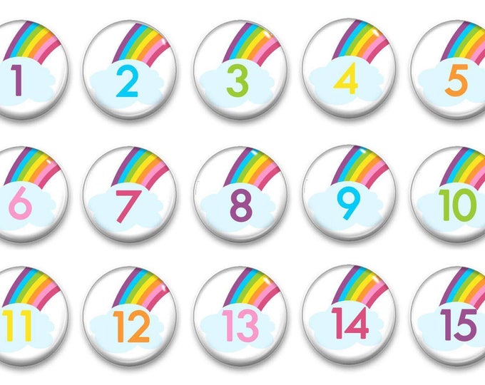 Rainbow Unicorn Number Magnets - Calendar Magnets - Counting Practice - Educational - Preschool Learning - Classroom Numbers - Unicorn