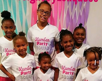 SLUMBER PARTY PAJAMAS! Matching slumber party shirts. Girls party PJs. Slumber party squad. Sleepover PJs. Girls Matching pajamas