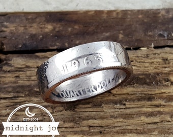 1965 Coin Ring - Double Sided Coin Ring - US Quarter Coin Ring - Liberty Coin Ring - Coin Jewelry - 1965 Jewelry - Birthday Gift for Him