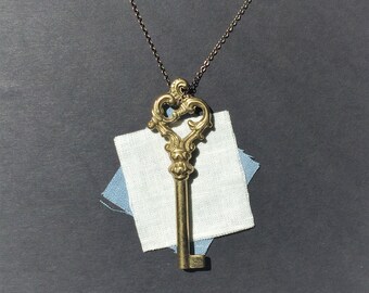 Ornate Gold Victorian Key Necklace - French Key - 18th Century