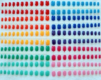 Rainbow Nails | 10 Sets of Extra Small Rainbow Press On Nails | Short Fake Nails | Acrylic Glue On Nails | DIY Nail Art