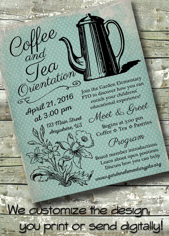 vintage meet greet coffee pto meeting pta meeting 5x7 pto template
