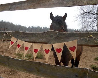 Heart Bunting Burlap Wedding Banner Bridal Shower Banner Heart Banner Burlap Wedding Decor Wedding Garland Heart Garland