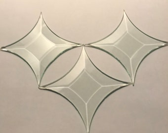 4 pack of 2-5/8" 4 point Star of Clear Glass Bevel on top, flat on back - is 2-5/8 inch point to point