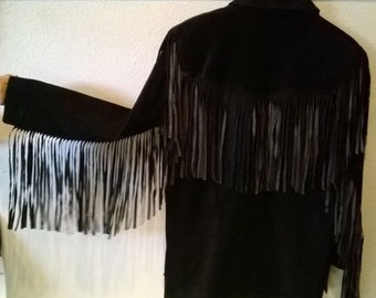 Vintage ROCK N ROLL Western Leather Fringe Jacket