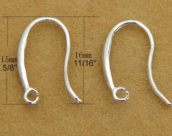 Sterling Silver Earring Hook Ear Wires 15 x 16 mm For Design Crystal Solid 925 Bulk Wholesale Lot Jewelry Making Findings